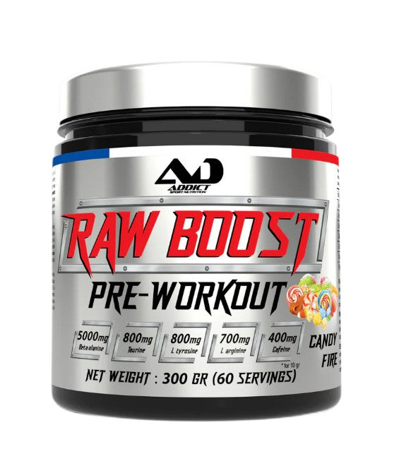 Addict Sport Nutrition Raw Boost pirms treniņa, Candy Fire – 300 g