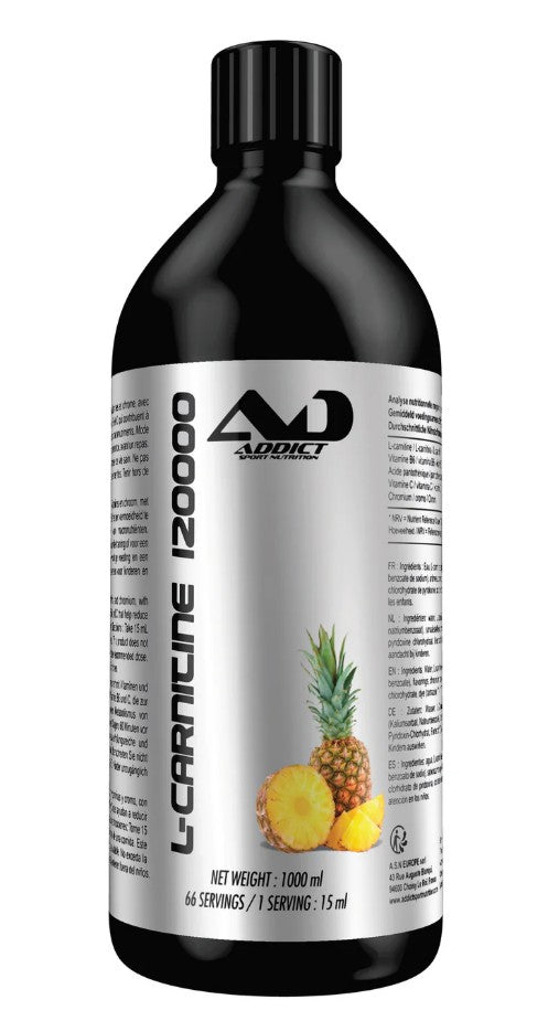 Addict Sport Nutrition L-karnitīns 120000, tropisko ananāsu garša – 1000 ml.