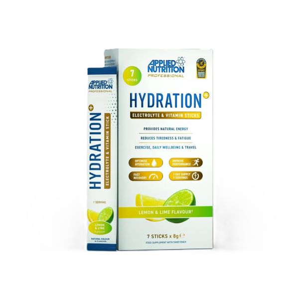 Applied Nutrition Hydration + Electrolyte & Vitamin pulverveida paciņas, citronu un laimu garša – 7 x 8 g
