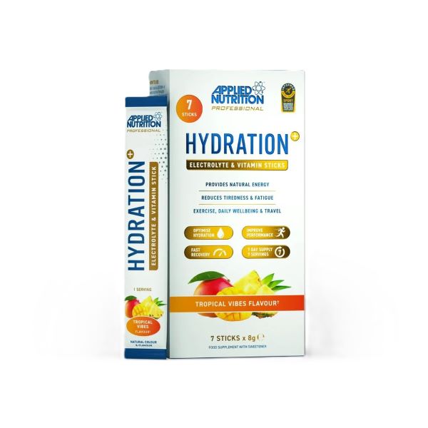 Applied Nutrition hidrācijas + elektrolītu un vitamīnu pulvera nūjiņas, Tropical Vibes – 7 x 8 g