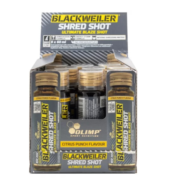 Olimp Nutrition Blackweiler Shred Shot, citrusaugļu punšs — 9 x 60 ml.