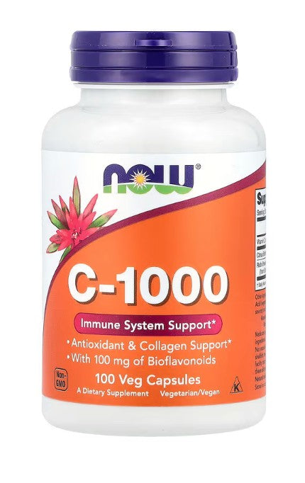 NOW Foods C vitamīns - 1000 ar 100 mg bioflavonoīdiem - 100 kapsulas