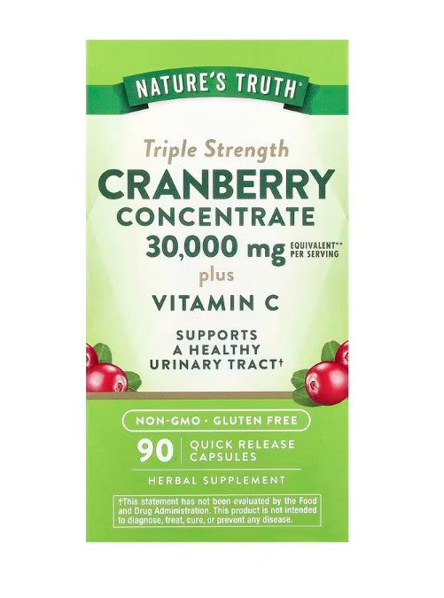 NeoCell Nature's Truth trīskārša stipruma dzērveņu koncentrāts ar C vitamīnu – 90 kapsulas