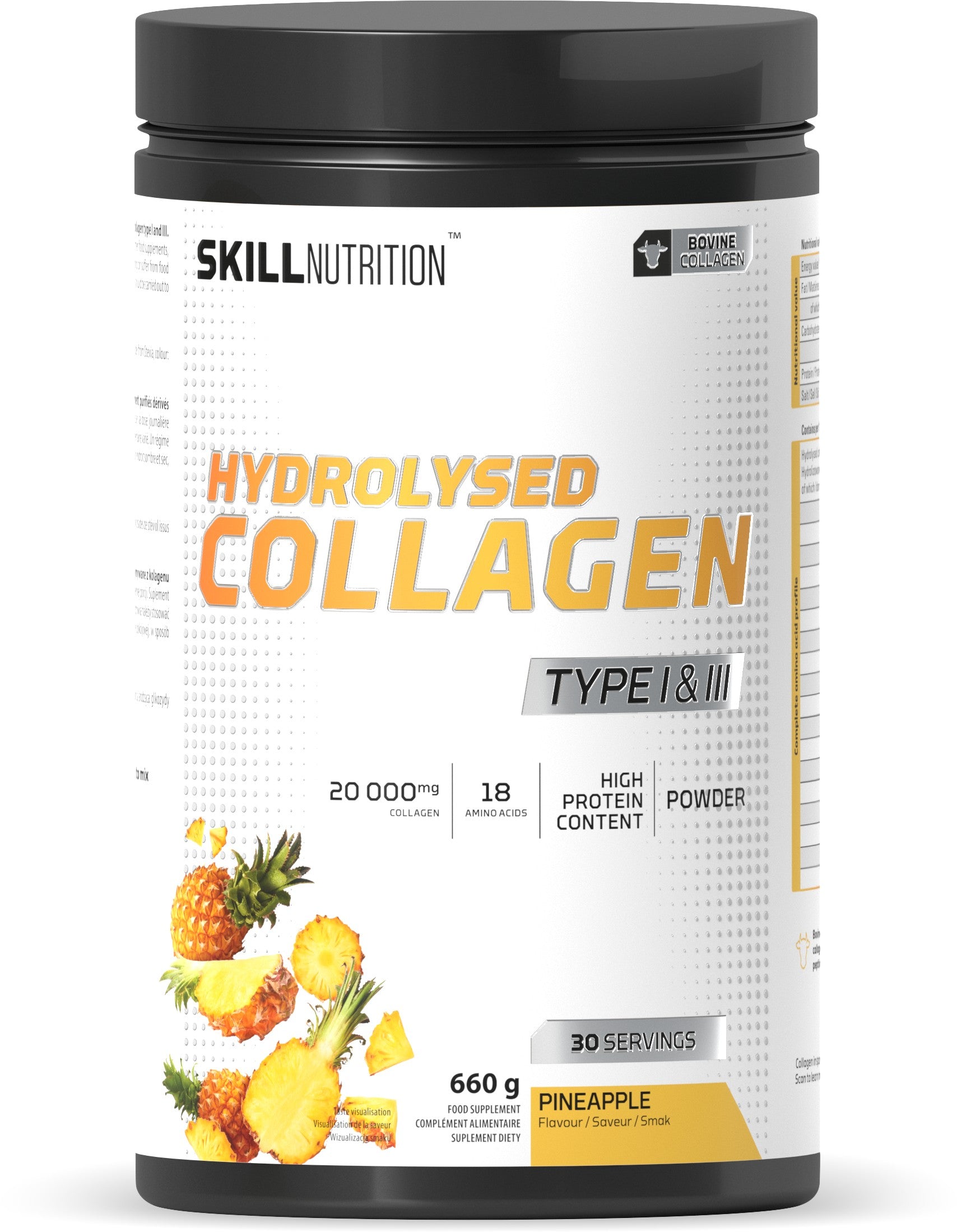 Skill Nutrition hidrolizēts I un III tipa kolagēns ar ananasiem – 660 g