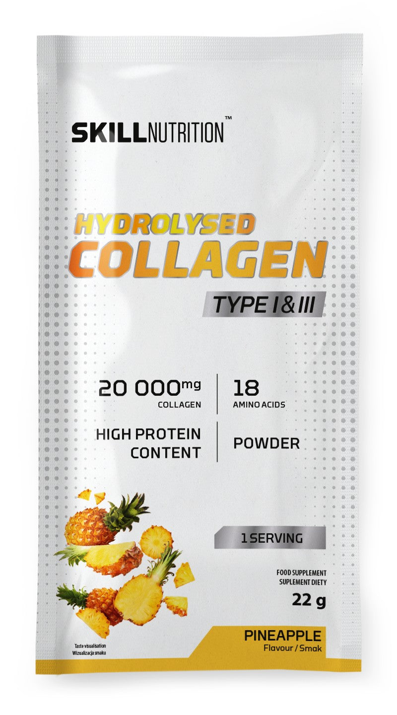 Skill Nutrition hidrolizēts I un III tipa kolagēns, ananāsu garša – 22 g (1 porcija)