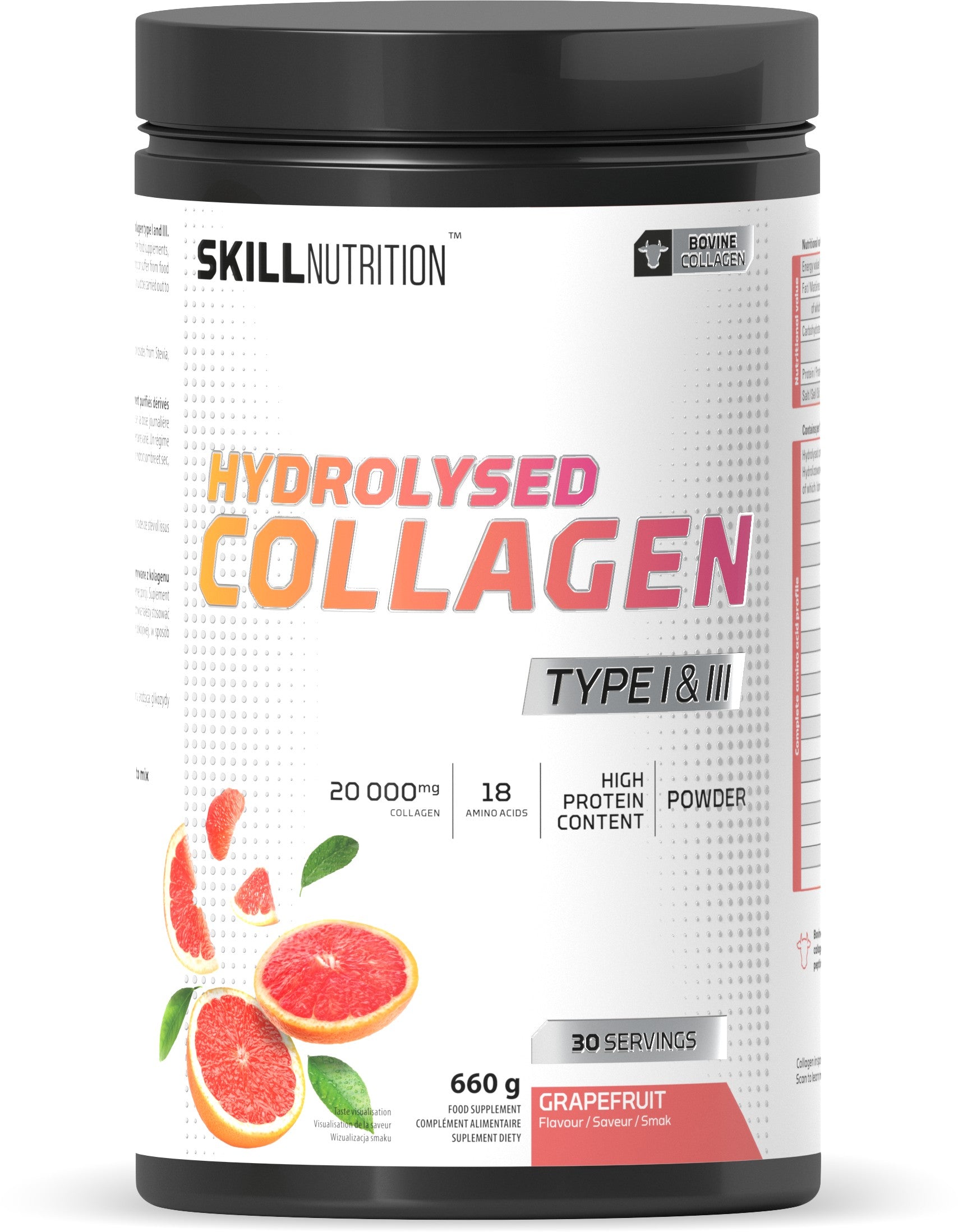 Skill Nutrition hidrolizēts I un III tipa kolagēns ar greipfrūtu garšu – 660 g