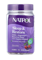 Natrol Sleep & Restore ar melatonīnu, ķiršu garša – 60 gumijas konfektes