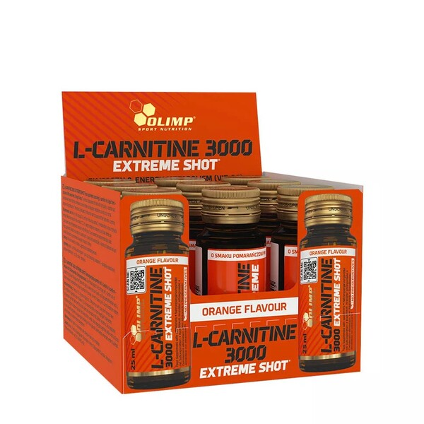 Olimp Nutrition L-karnitīns 3000 Extreme Shot, apelsīnu garša — 9 x 25 ml.