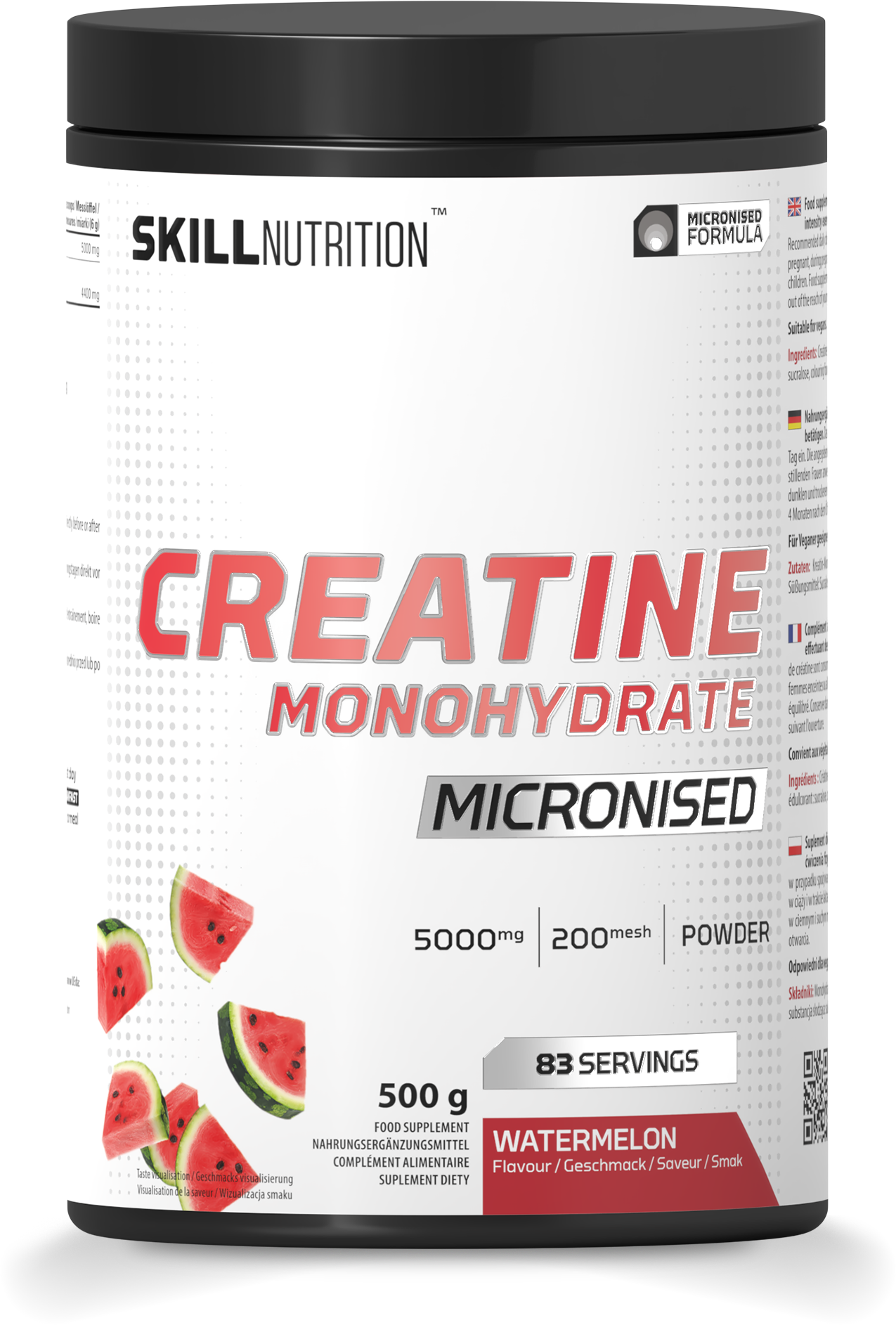 Skill Nutrition mikronizēts kreatīna monohidrāts ar arbūzu garšu – 500 g