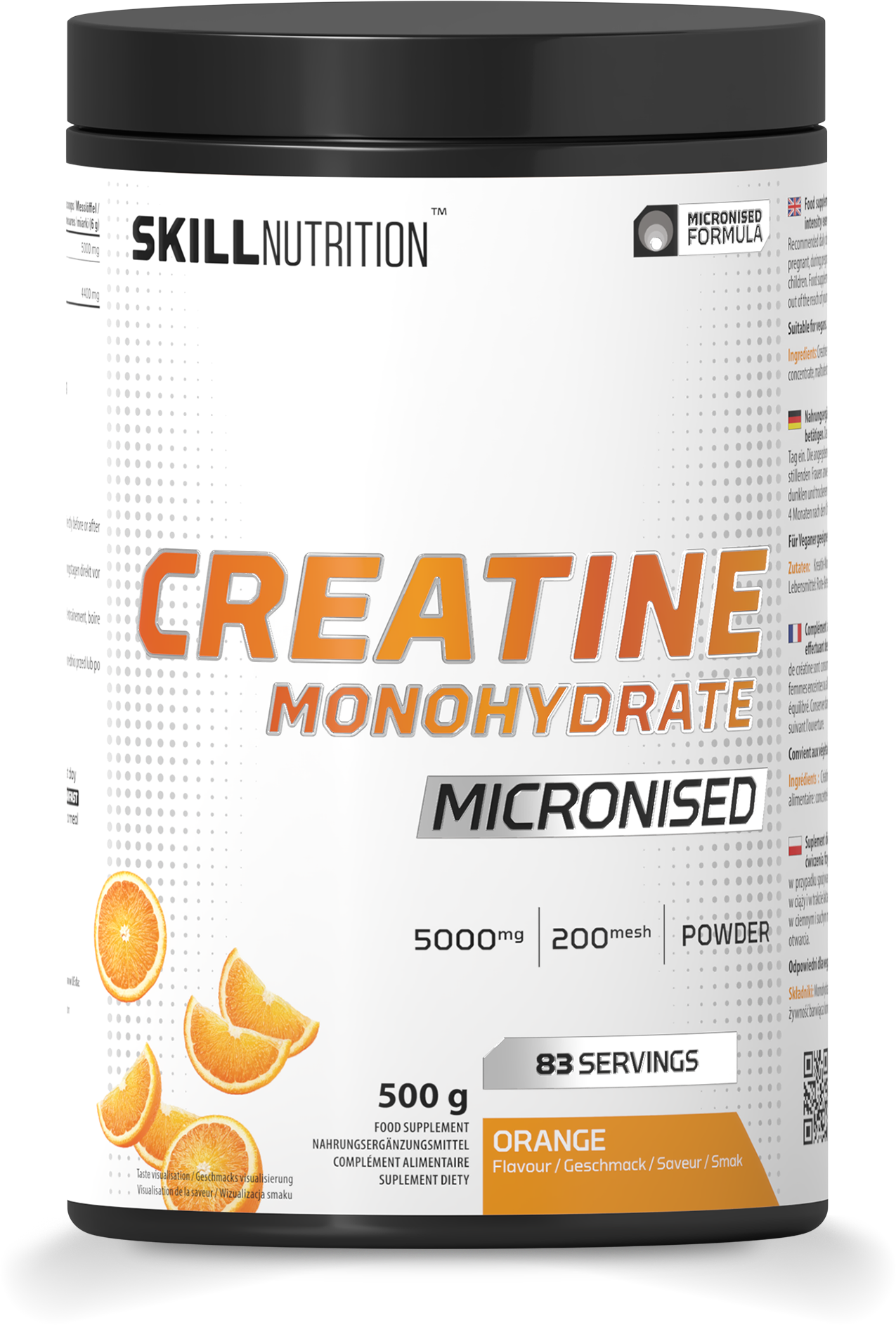 Skill Nutrition Mikronizēts kreatīna monohidrāts ar apelsīnu garšu – 500 g