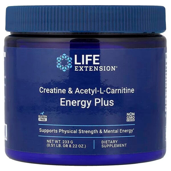 Life Extension kreatīna un acetil-L-karnitīna enerģijas papildviela – 233 g
