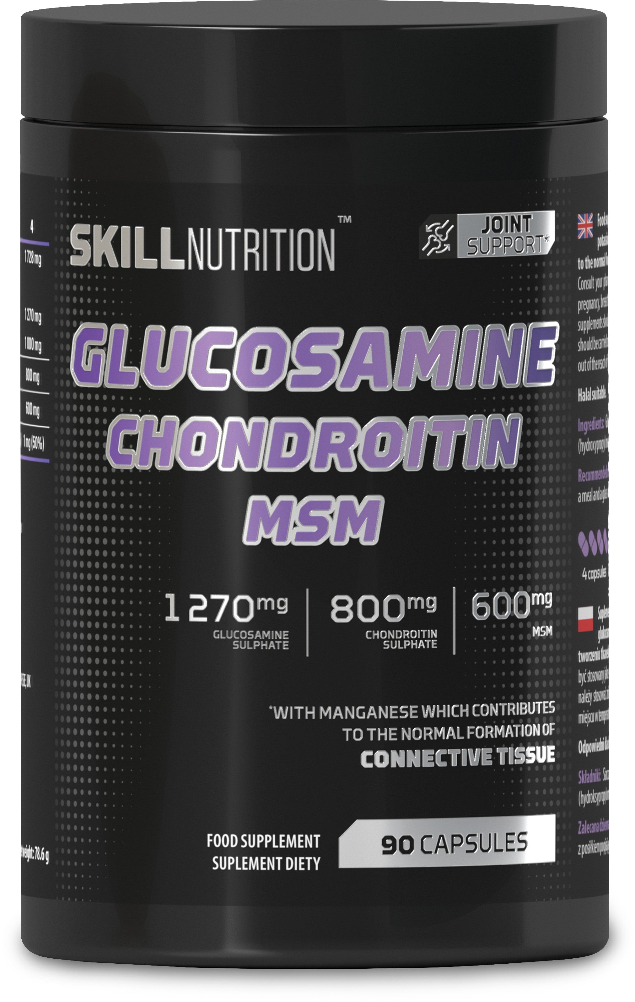 Skill Nutrition glikozamīns un hondroitīns MSM – 90 kapsulas