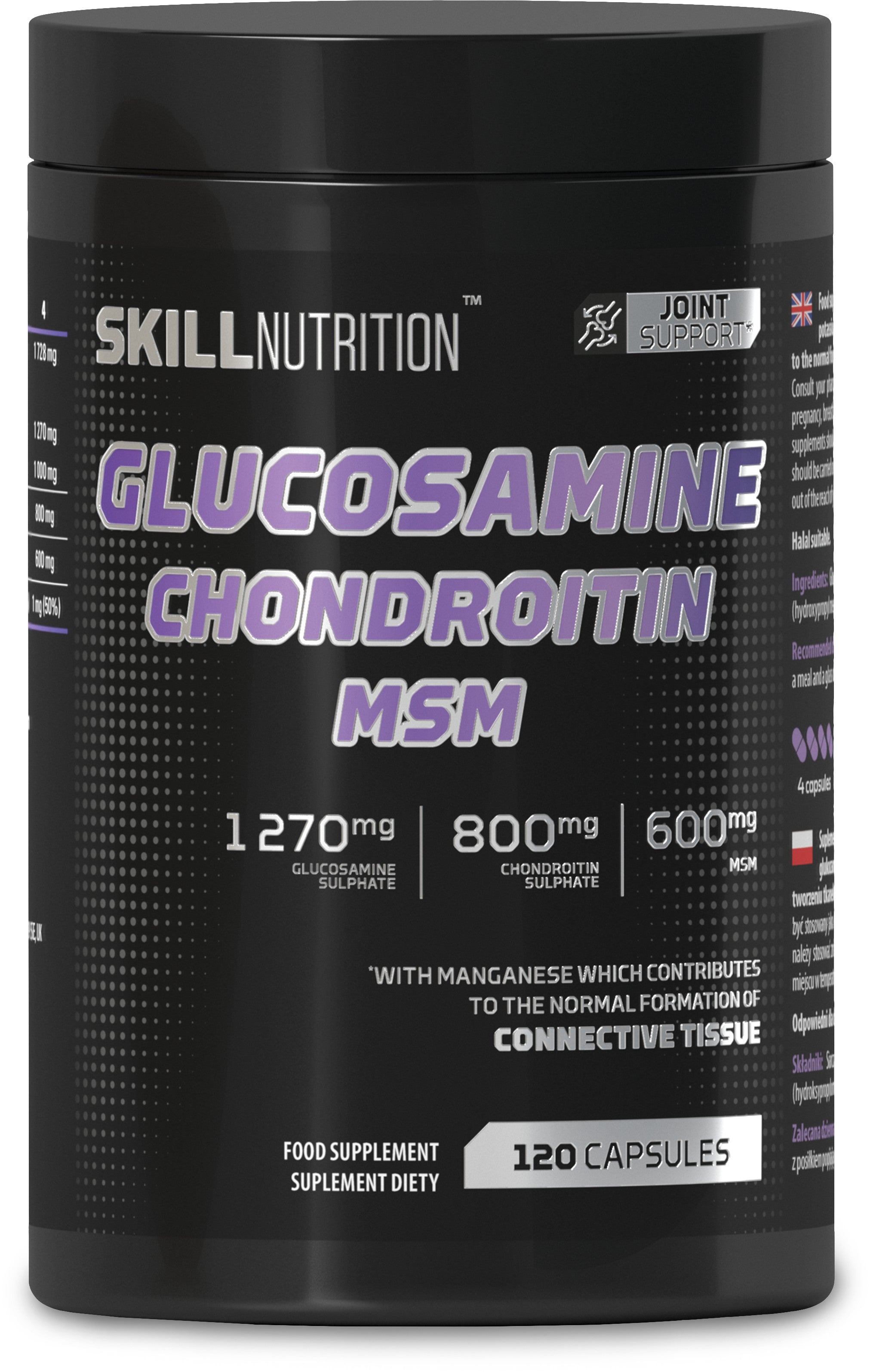 Skill Nutrition glikozamīns un hondroitīns MSM – 120 kapsulas