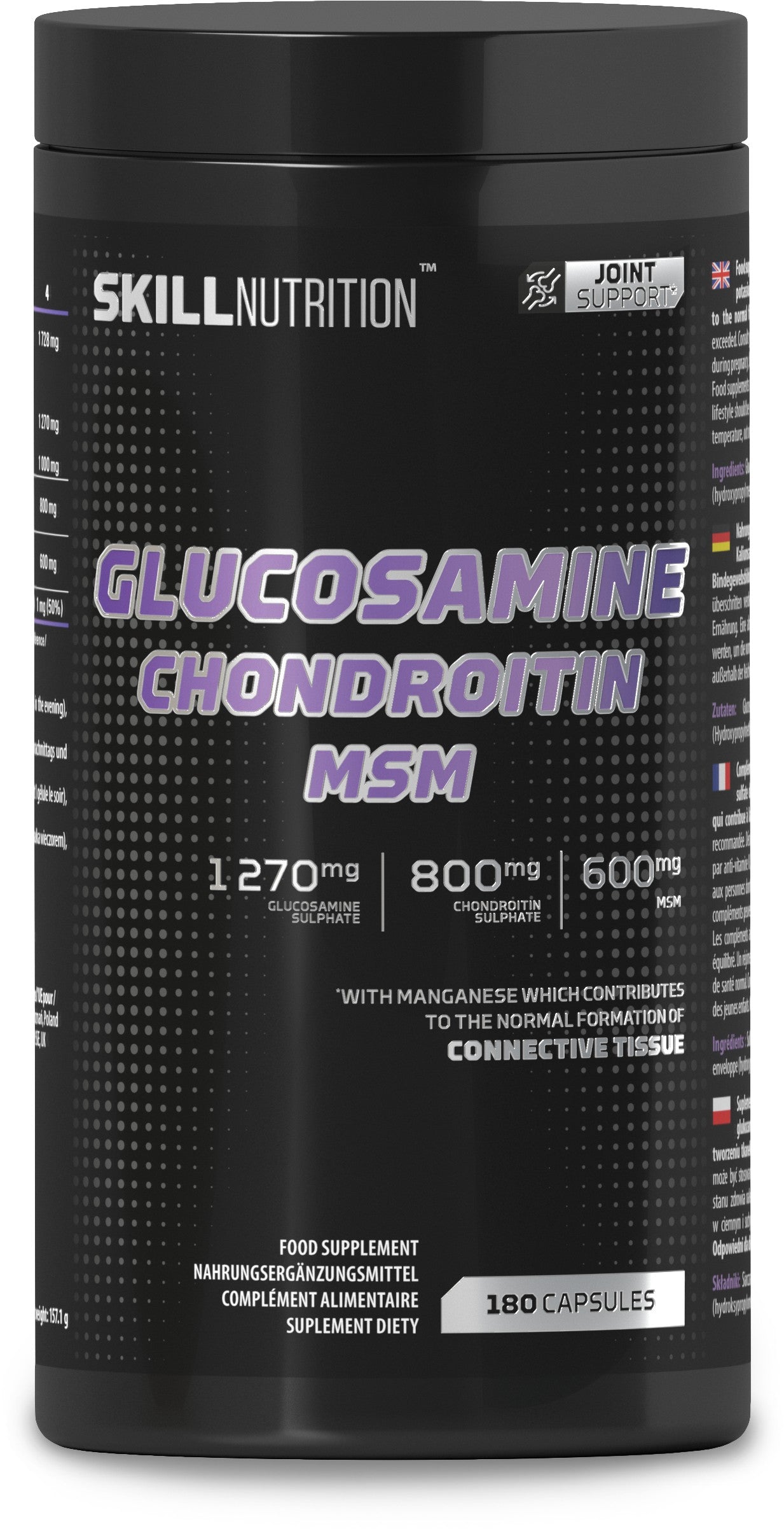 Skill Nutrition glikozamīns un hondroitīns MSM — 180 kapsulas