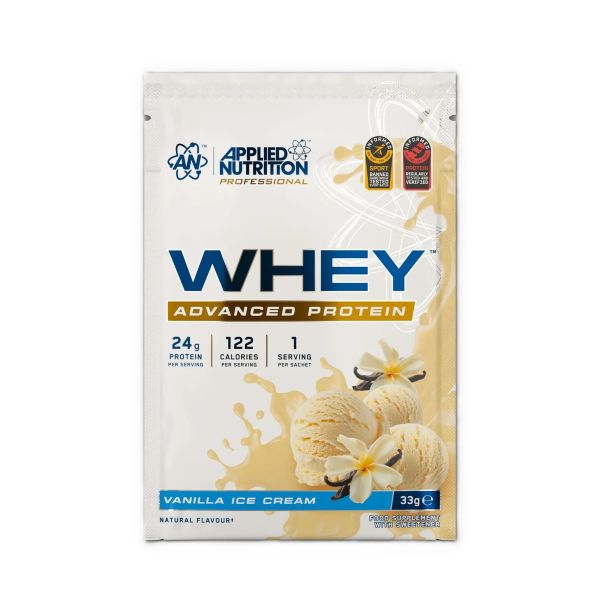 Applied Nutrition Critical Whey sūkalu proteīna pulveris, vaniļas saldējums – 33 g (1 porcija)