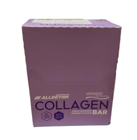 Allnutrition Alldeynn kolagēna batoniņš, šokolādes, aveņu un kokosriekstu garša – 24 x 40 g