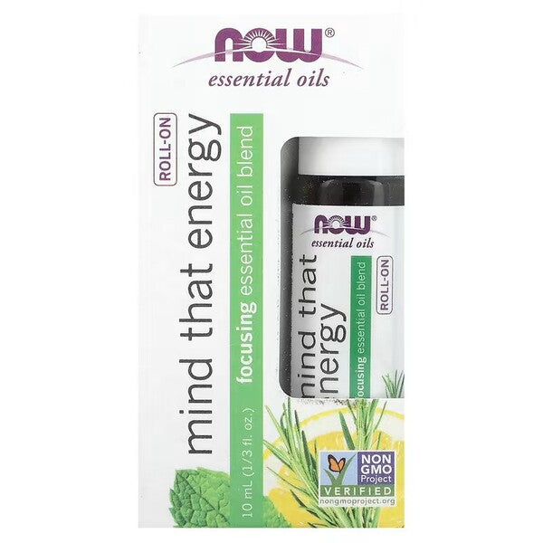 NOW Foods ēteriskās eļļas rullīša dezodorants, Mind That Energy – 10 ml.