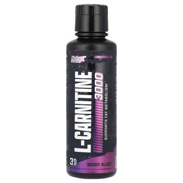 Nutrex šķidrais L-karnitīns 3000, ogu garša – 465 ml.