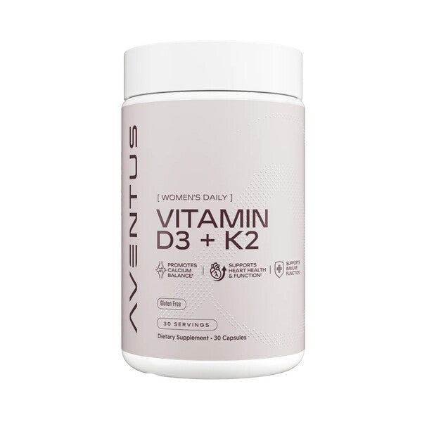 Aventus Supplements Aventus uztura bagātinātāji D3 + K2 vitamīns - 30 kapsulas