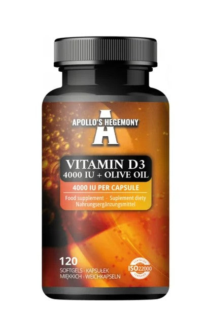 Apollo's Hegemony D3 vitamīns 4000 SV + olīveļļa – 120 kapsulas