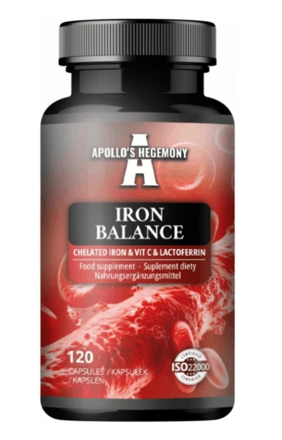 Apollo's Hegemony Iron Balance helātiskā dzelzs, C vitamīns un laktoferīns – 120 kapsulas