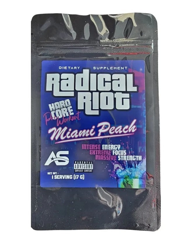 American Supps Radical Riot, Maiami persiku garša – 17 g (1 porcija)