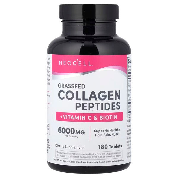 NeoCell kolagēna peptīdi no ar zāli barotiem liellopiem + C vitamīns un biotīns – 180 tabletes