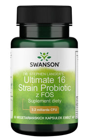 Swanson Dr. Stephen Langer's Ultimate 16 celmu probiotikas ar FOS, 3,2 milj. KVV – 60 kapsulas