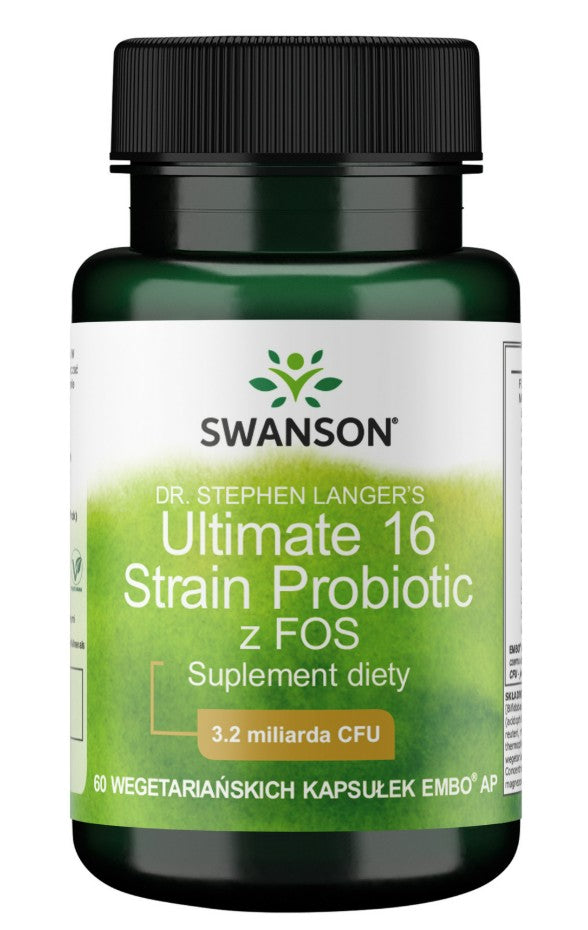 Swanson Dr. Stephen Langer's Ultimate 16 celmu probiotikas ar FOS, 3,2 milj. KVV – 60 kapsulas