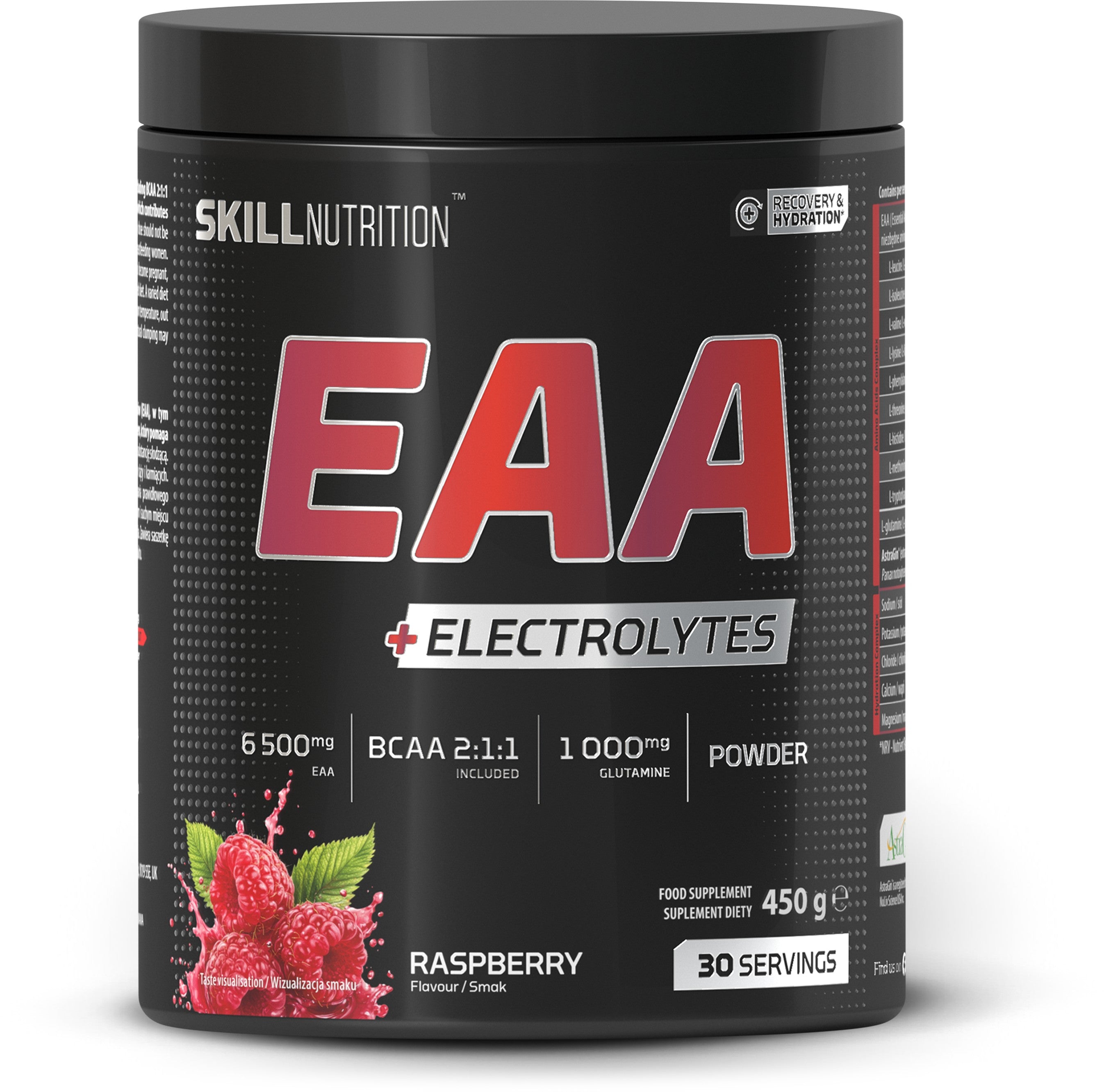 Skill Nutrition EAA + elektrolīti, aveņu garša – 450 g
