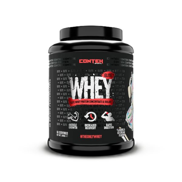 Conteh Sports Whey Elite, vaniļas saldējums – 1980 g