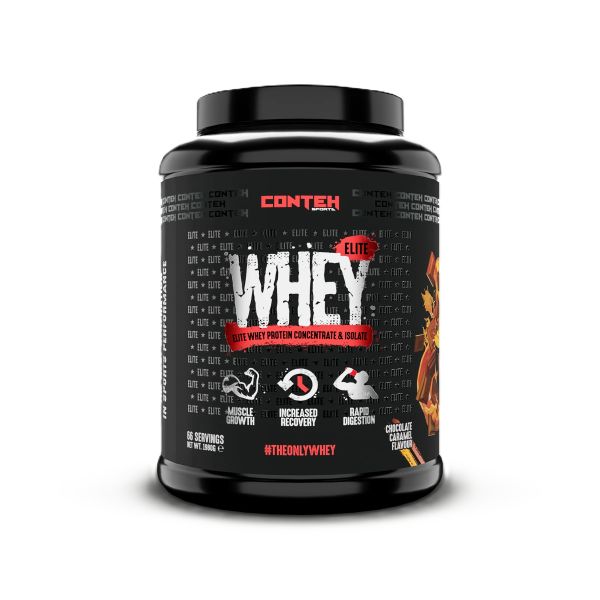 Conteh Sports Whey Elite, šokolādes un karameļu garša – 1980 g
