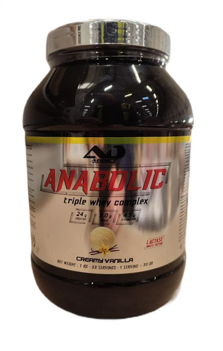 Addict Sport Nutrition anaboliskais trīskāršais sūkalu komplekss ar krēmīgas vaniļas garšu – 1000 g