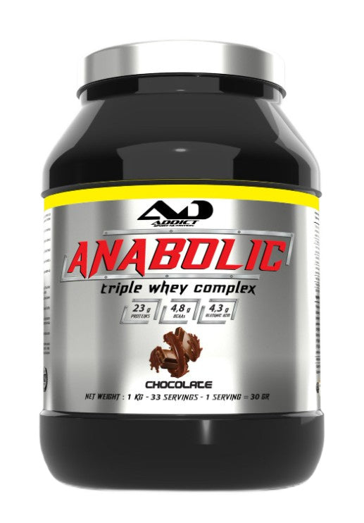 Addict Sport Nutrition anaboliskais trīskāršais sūkalu komplekss, šokolādes garša – 1000 g