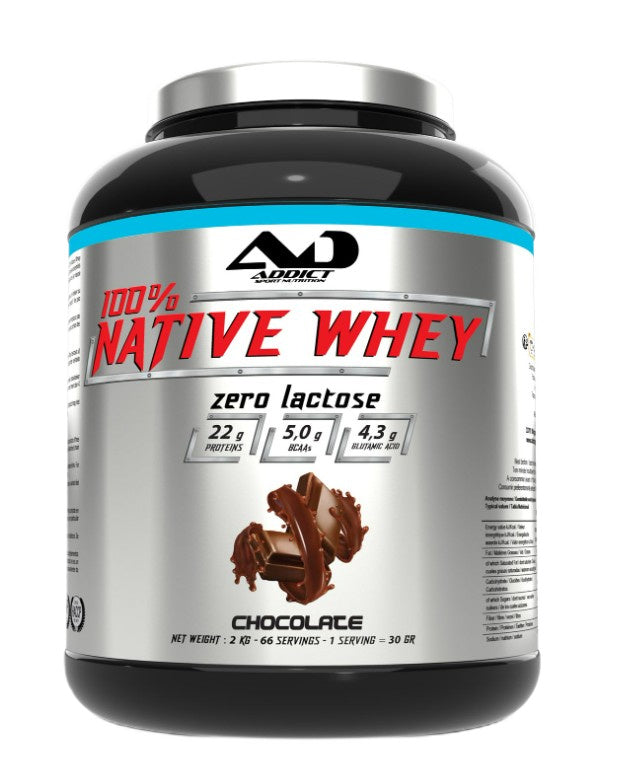 Addict Sport Nutrition 100 % dabīgs sūkalu proteīns bez laktozes, šokolādes garša – 2000 g