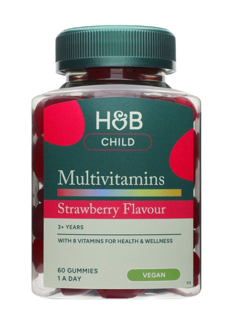Holland & Barrett bērnu multivitaminu gumijas konfektes ar zemeņu garšu – 60 gumijas konfektes