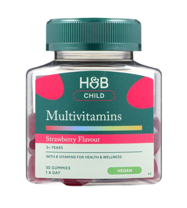 Holland & Barrett bērnu multivitamīnu gumijas konfektes ar zemeņu garšu – 30 gumijas konfektes