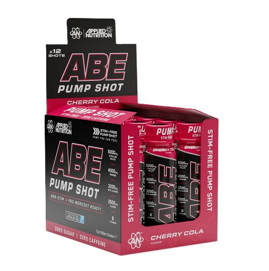 Applied Nutrition ABE Pump Shot, ķiršu un kolas garšas dzēriens – 12 x 100 ml.