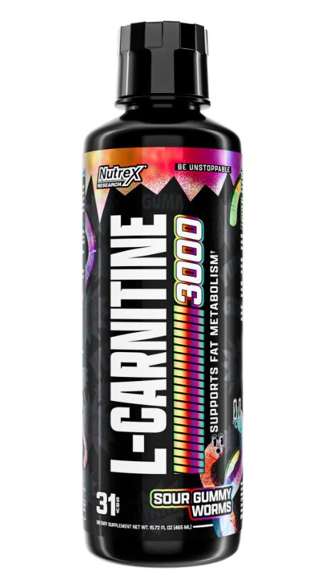 Nutrex L-Carnitine 3000, skābas gumijas konfektes – 465 ml.