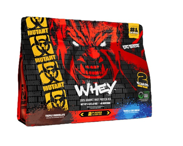 Mutant Mutant Whey 2 garšas, trīskāršā šokolāde un vaniļas saldējums – 1800 g