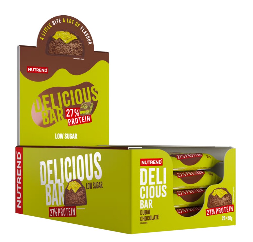 Nutrend Delicious proteīna batoniņš ar Dubajas šokolādes garšu – 28 x 50 g