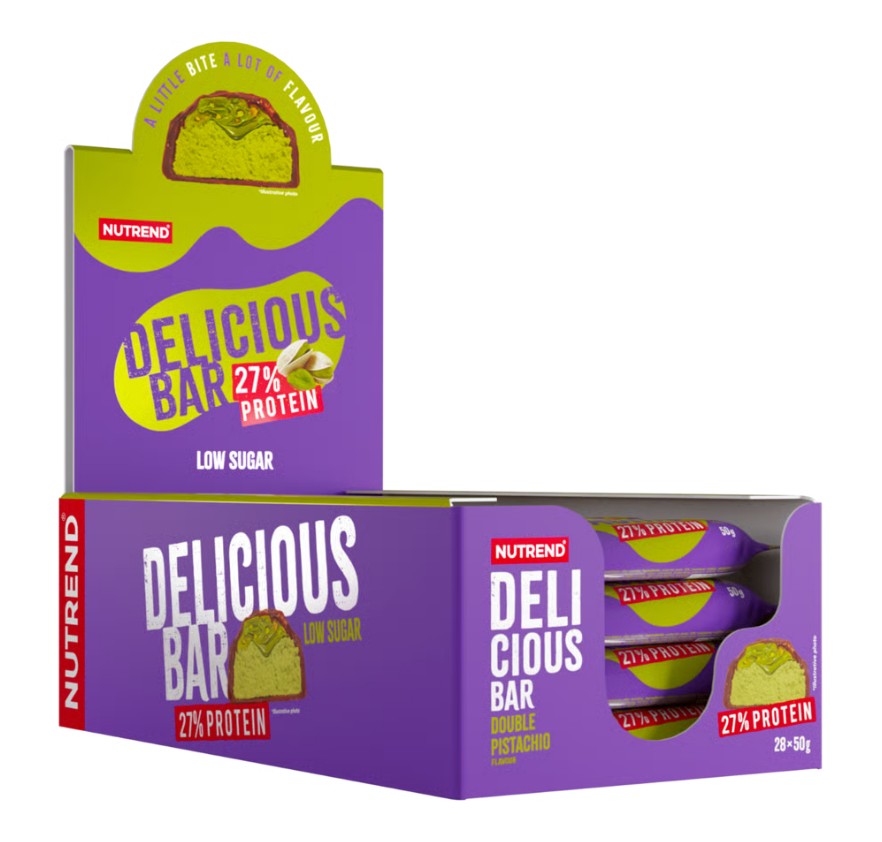Nutrend Delicious proteīna batoniņš ar dubultu pistāciju garšu – 28 x 50 g
