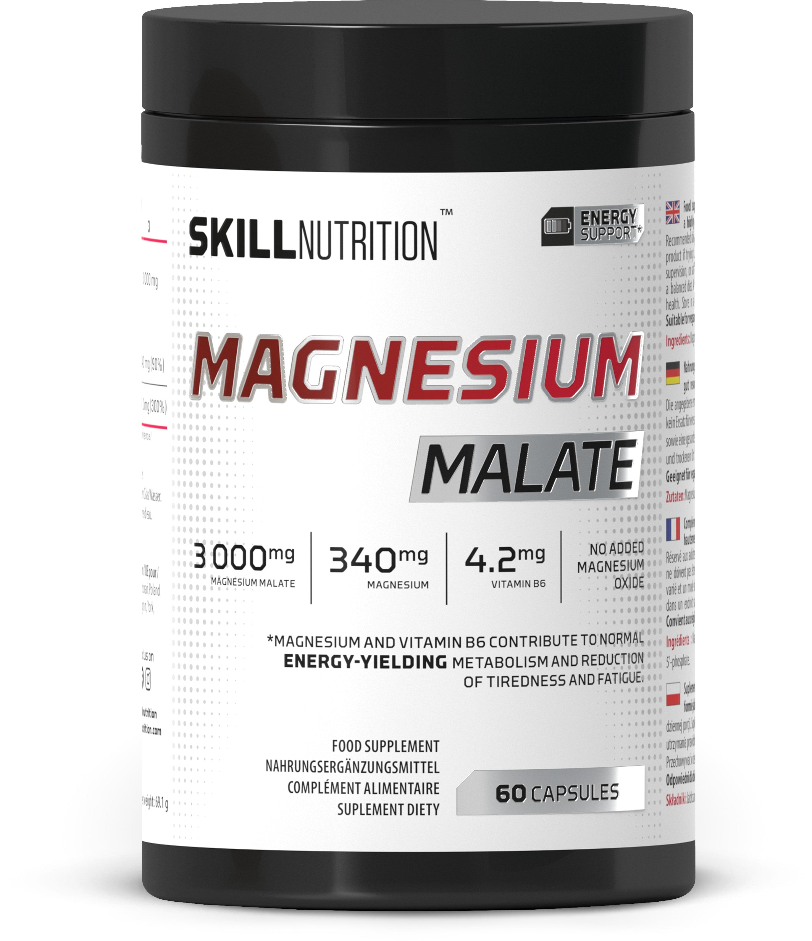 Skill Nutrition magnija malāts – 60 kapsulas