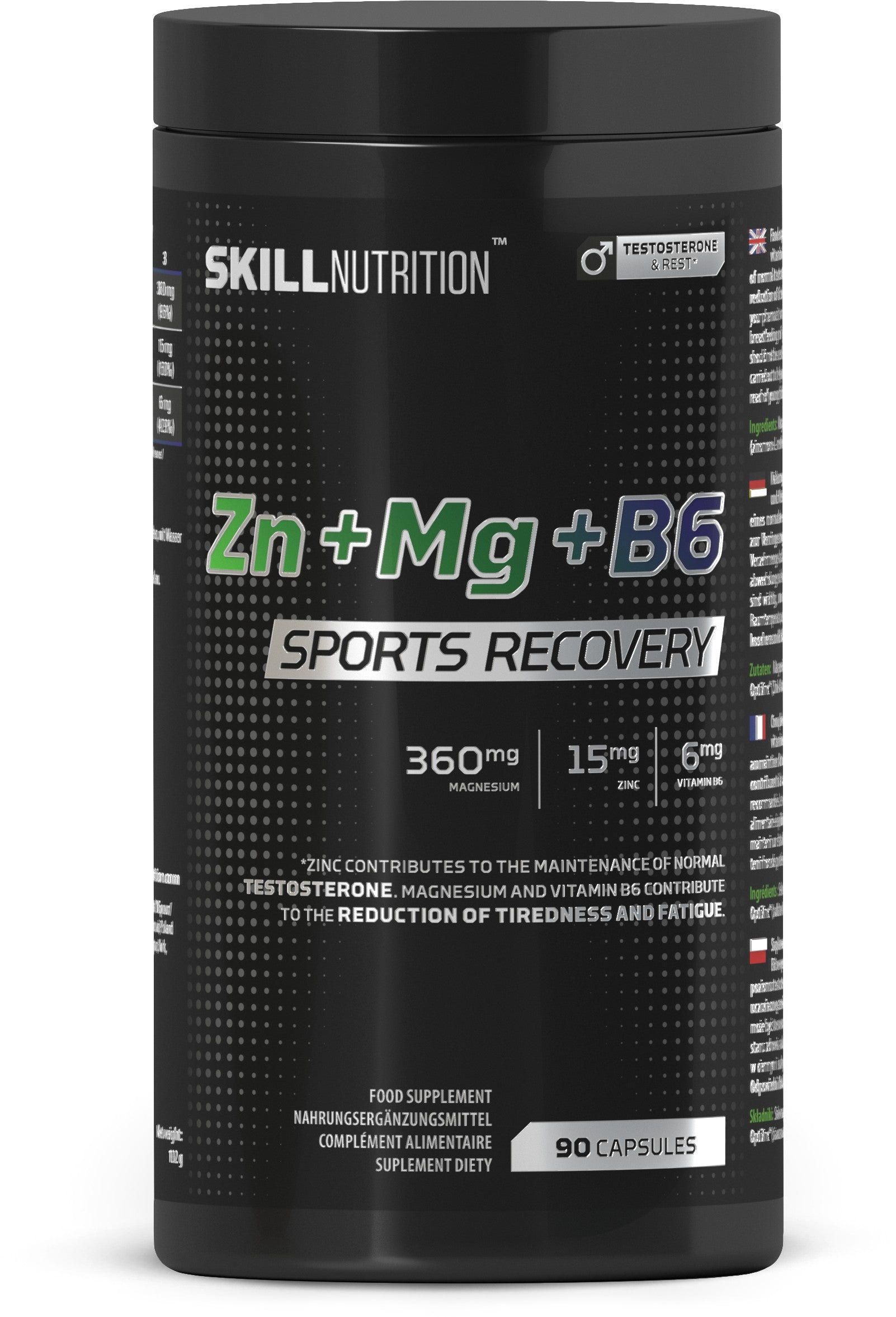 Skill Nutrition Zn + Mg + B6 sporta atjaunošanai - 90 kapsulas