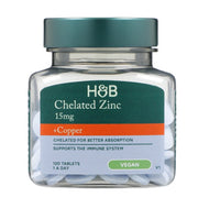 Holland & Barrett helātā cinka un vara kombinācija, 15 mg – 120 tabletes