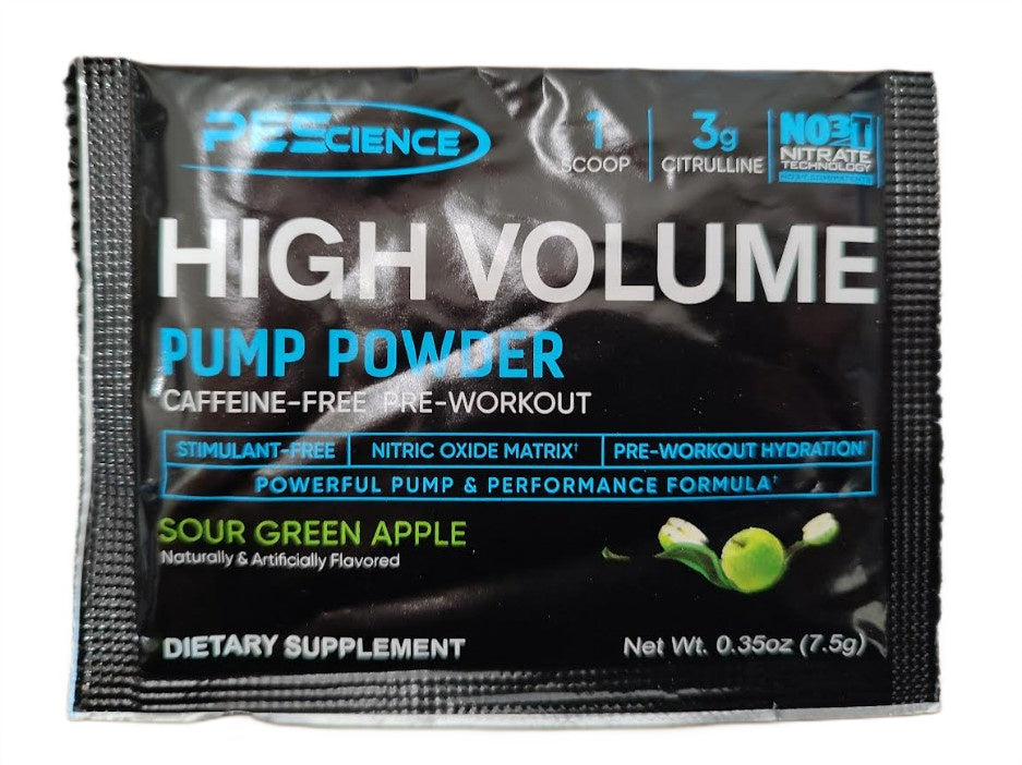 PEScience High Volume (jaunā formula), skābo zaļo ābolu garša – 7,5 g (1 porcija)