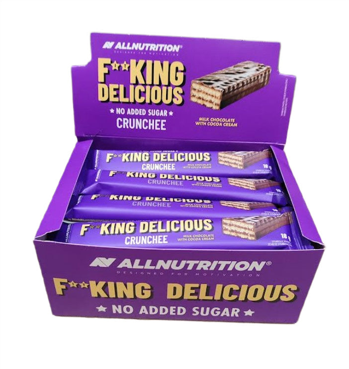 Allnutrition Fitking Delicious Crunchee piena šokolādes ar kakao krēmu kraukšķīgie našķi – 20 x 18 g