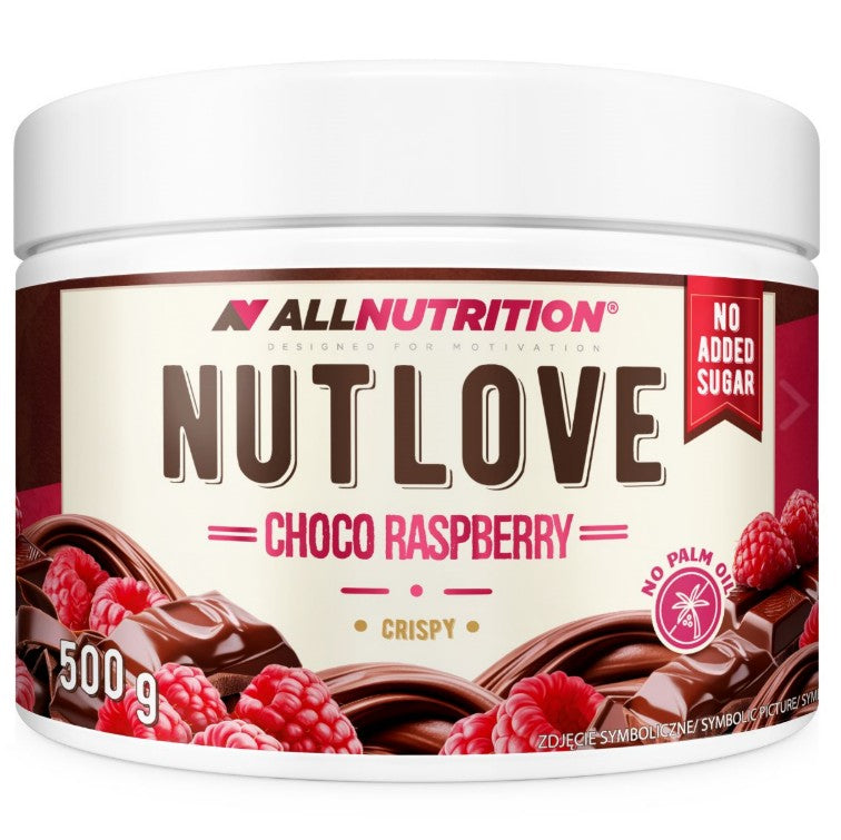 Allnutrition Nutlove, kraukšķīgie šokolādes un aveņu garšas čipsi – 500 g