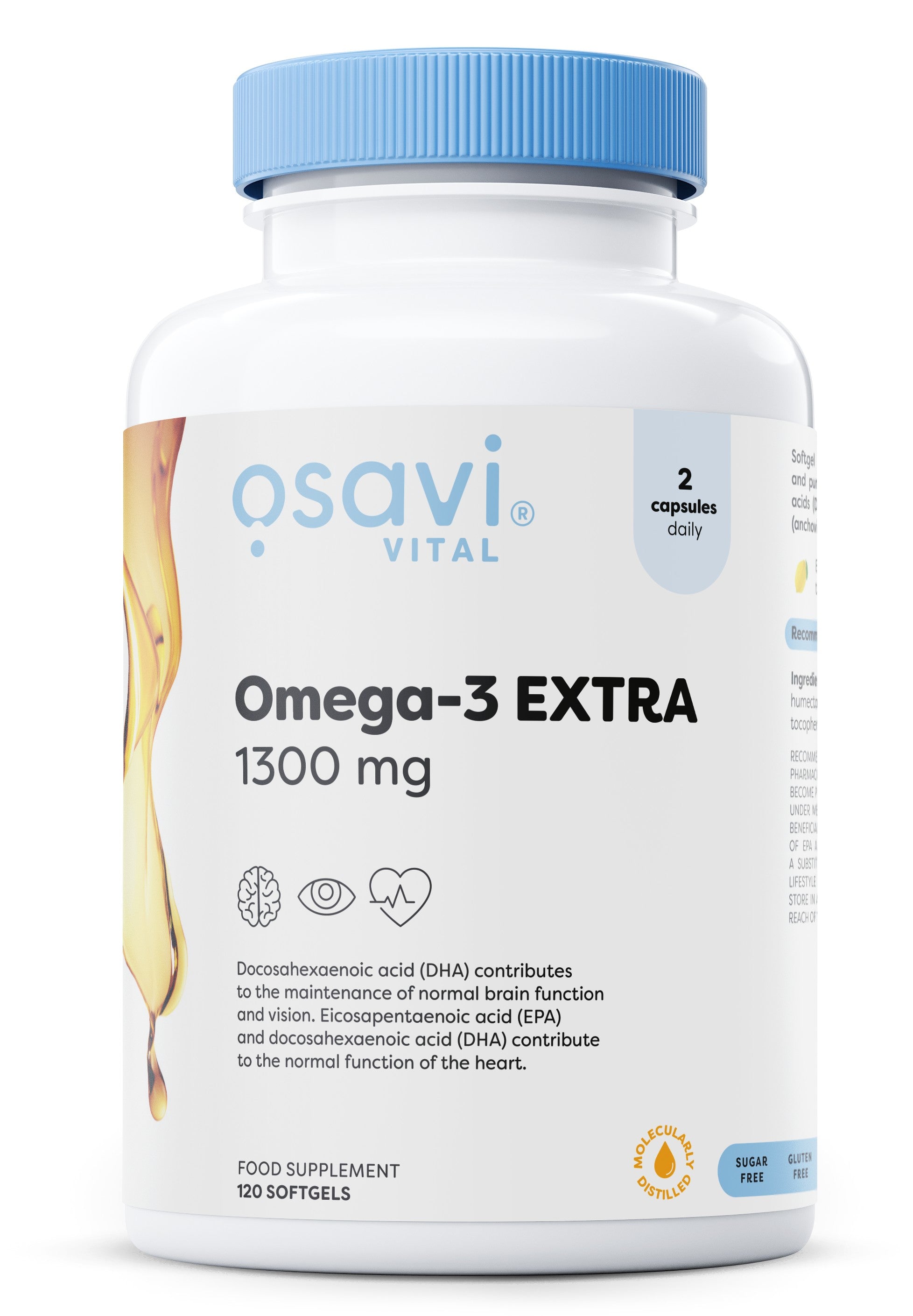 Produkto nuotrauka: Osavi Omega-3 Extra Molecularly Distilled, 1300mg (Lemon) - 120 minkštųjų kapsulių