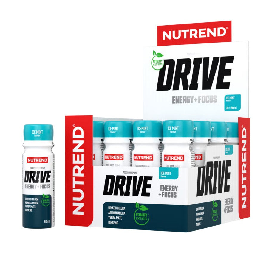 Nutrend Drive Shot, ledus piparmētru garša – 20 x 60 ml.